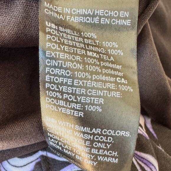 White House Black Market, Purple & Black Iris Floral Dress Tie Waist Women’s 00 - Picture 9 of 11